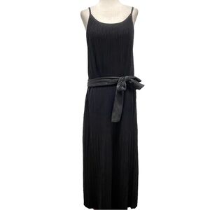 Theory Pleat Waist Tie Sleeveless Black Maxi Dress Size Medium
